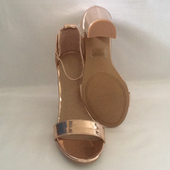 New Womens Sexy Rose Gold Sandals with Heel - Picture 5 of 7